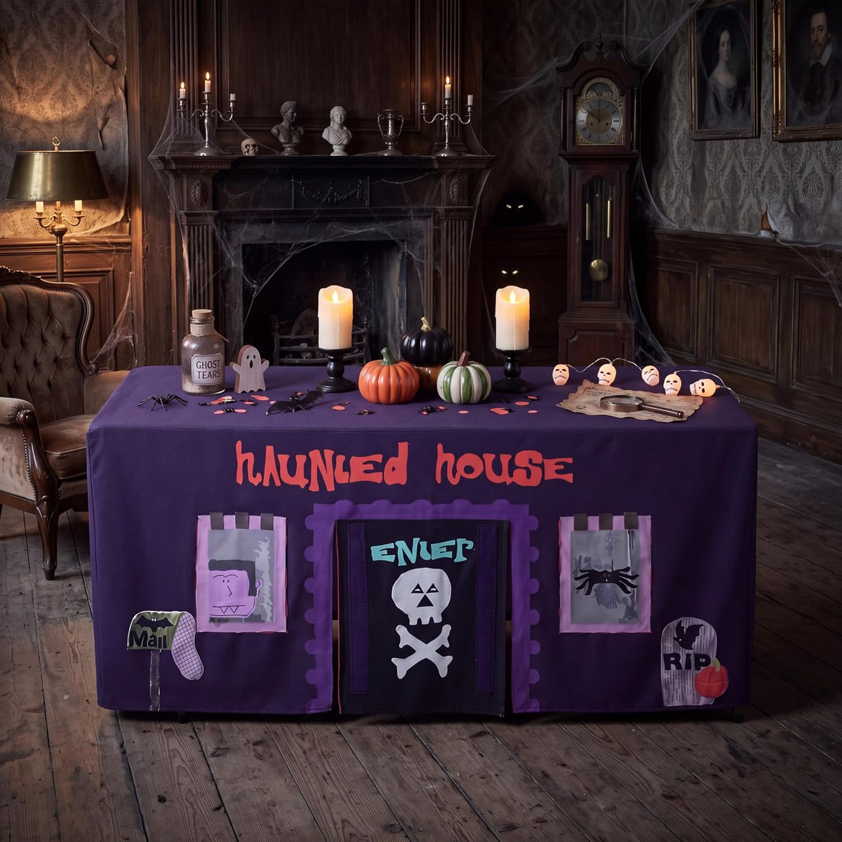 Oudain Large Halloween Haunted House Tablecloth 67 x 25.5 x 40 Inch