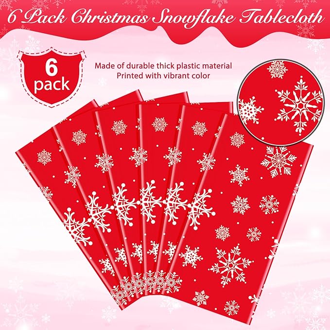 Jectivs 6 Pieces Christmas Snowflake Plastic Party Tablecloth Decorations - Image 4