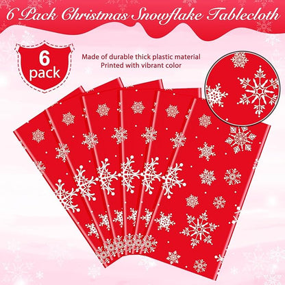 Jectivs 6 Pieces Christmas Snowflake Plastic Party Tablecloth Decorations - Image 4