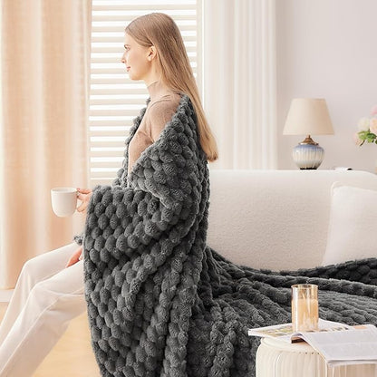 NEWCOSPLAY Super Soft Twin Blanket Grey Premium Silky Flannel Fleece 3D Clouds - Image 4