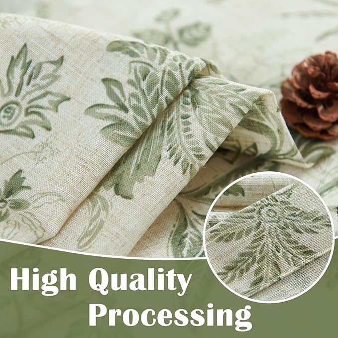jinchan Floral Linen Tier Curtains 36 Inch Farmhouse Cafe Curtains Rod Pocket - Image 8