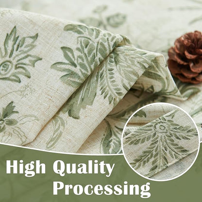 jinchan Floral Linen Tier Curtains 36 Inch Farmhouse Cafe Curtains Rod Pocket - Image 8