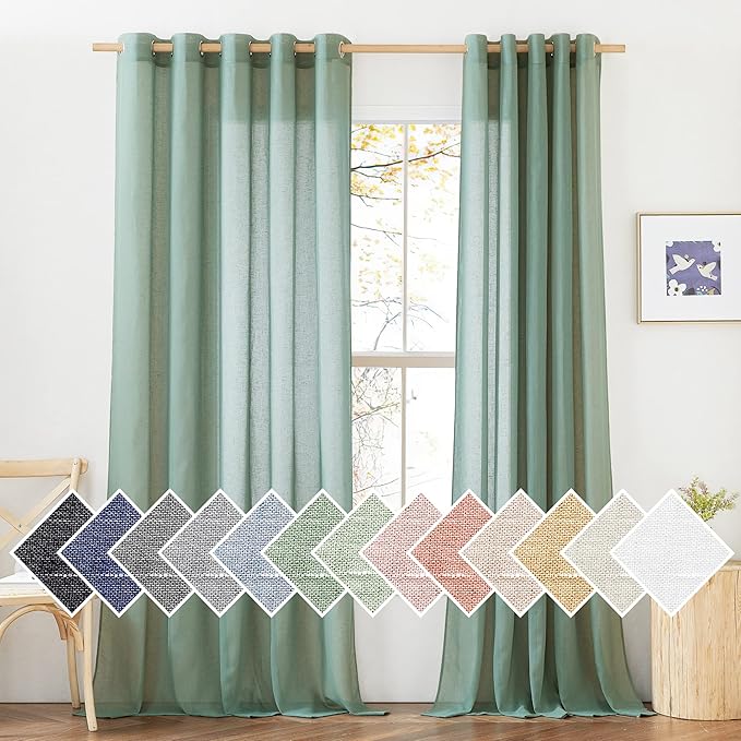 NICETOWN Linen Sheer Sliding Door Curtains 84 inch Long by NICETOWN
