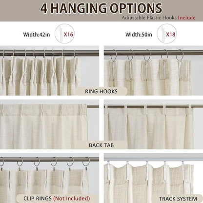 RAIN CITY Natural Custom Viral Curtains 130 Inches Long, Pinch Pleated Window - Image 3