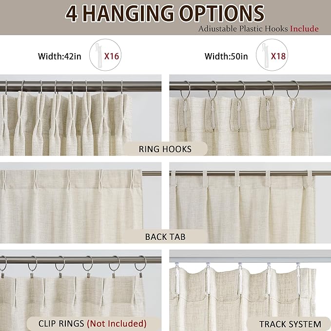RAIN CITY 102 Inch Curtains Pinch Pleated 2 Panels Set, Back Tab - Image 3