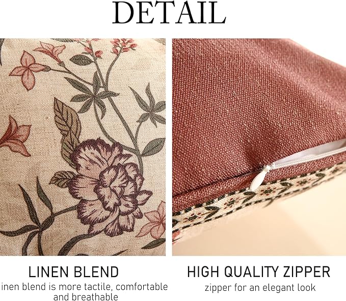 ISAENNE Design Linen Vintage Throw Pillow Covers 12"x20", Rectangle Cushion - Image 5