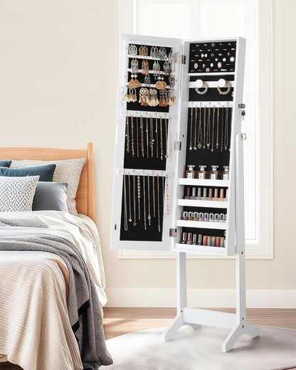 nicetree freestanding jewelry cabinet, full length mirror, moon showing dimensions