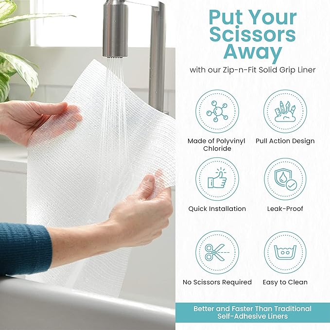 Con-Tact Brand Adhesive Zip-N-Fit Solid Grip Drawer 18" x 4', Ribbed Clear - Image 3