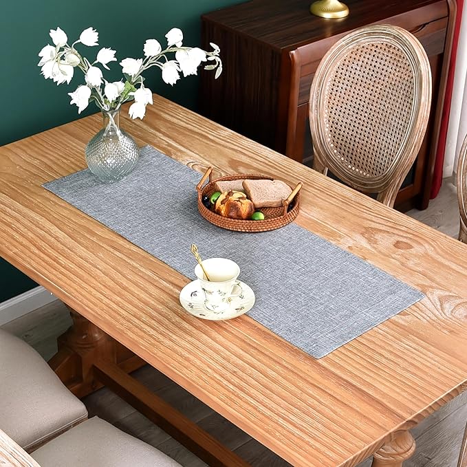 NEWISHER Farmhouse Rustic Table Runner Solid Grey Rectangular Table Runners by Newisher