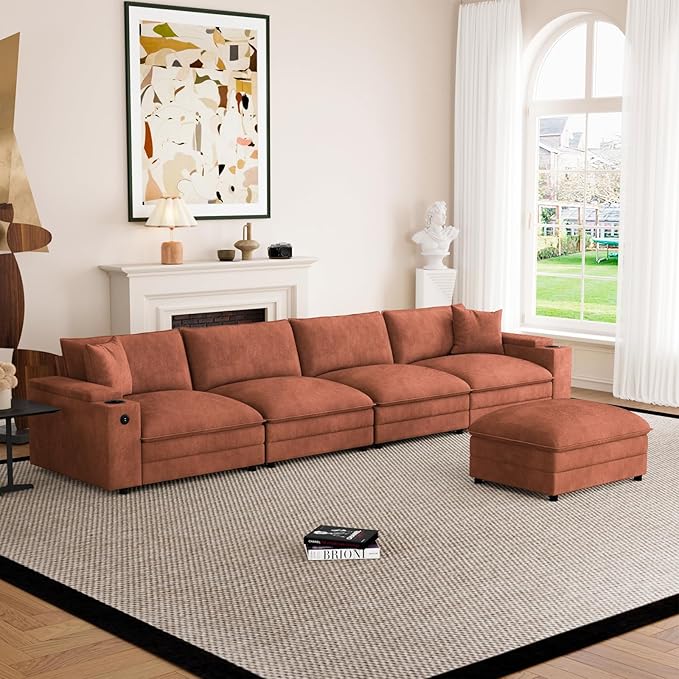 148.7" L Shaped Cloud Sofa Couch by Unknown