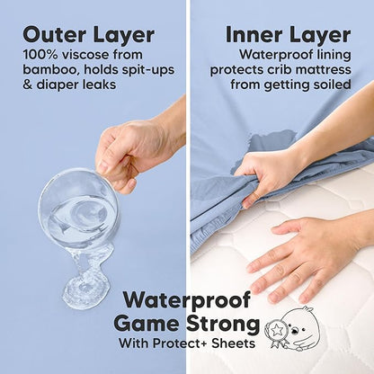 2-Pack Waterproof Pack and Play Sheets, Mini Crib Sheets Fitted - Image 2