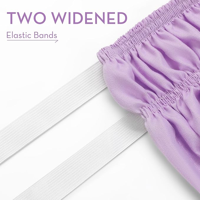 RIMELA Lilac Purple Bed Skirt Queen Size 15 Inch Drop Elastic Wrap Around Dust - Image 4