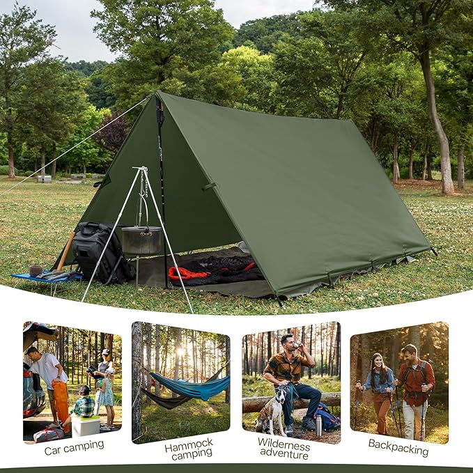 Camping Tarp Tent Portable Multifunctional Bushcraft Backpacking Tear-Resistant - Image 6