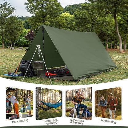 Camping Tarp Tent Portable Multifunctional Bushcraft Backpacking Tear-Resistant - Image 6