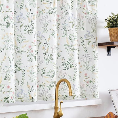 jinchan Spring Floral Kitchen Curtain Over Sink Farmhouse Linen Tier Curtain 36 - Image 8