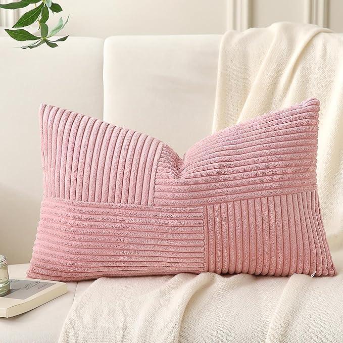 Pink Lumbar Throw Pillow Covers 12x24 inch, Farmhouse Home Decor, Boho - Image 6