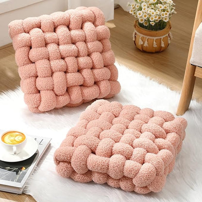 Wenqik 2 Pcs Knot Pillows Square Knotted Plush Throws Soft Accent Pillows - Image 4