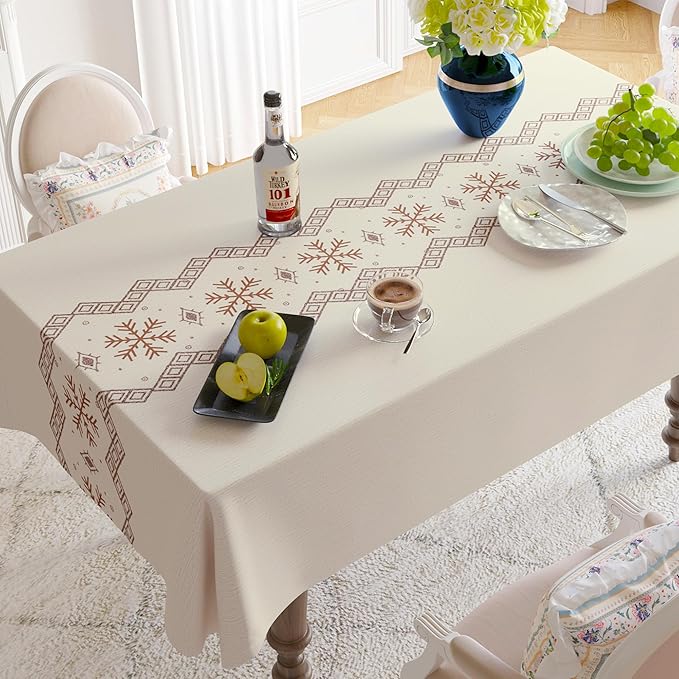 Rectangle Table Cloth, 100% Waterproof Tablecloth Oil Proof Spill Proof Vinyl - Image 7