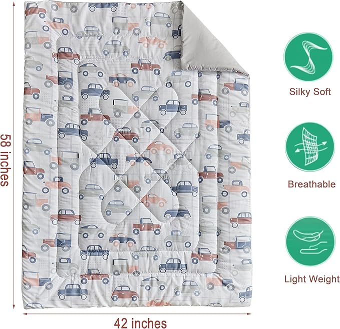 JHXHMX Car Toddler Bedding Set for Boys, 4 Piece Bed-in-a-Bag Toddler Comforter - Image 4