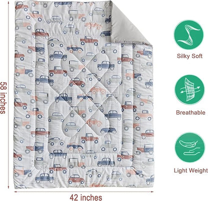 JHXHMX Car Toddler Bedding Set for Boys, 4 Piece Bed-in-a-Bag Toddler Comforter - Image 4