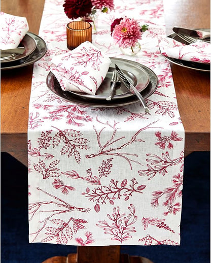 Solino Home 100% Pure Linen Christmas Table Runner 72 Inches Long - Image 3