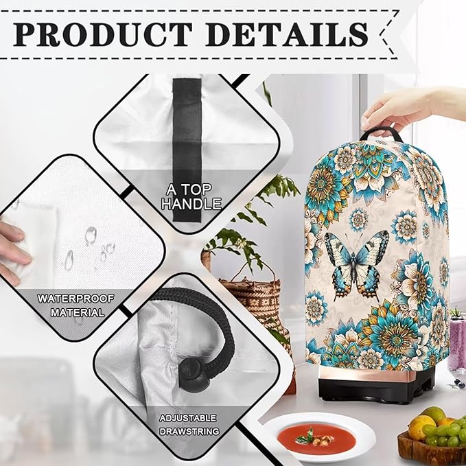Floral Butterfly Blender Cover Dust Cover Appliance Dust Cover - Image 4