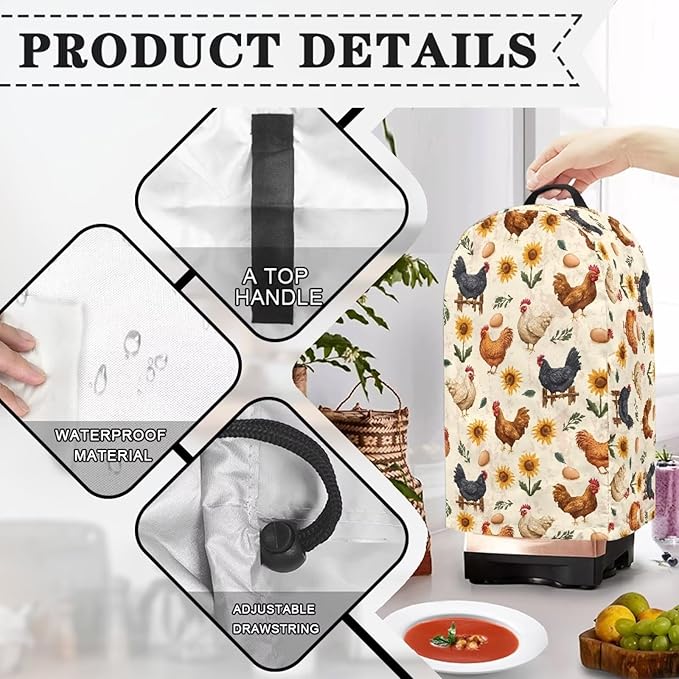 Cute Rooster Blender Dust Cover, Stand Mixer or Coffee Maker Appliance Covers - Image 5