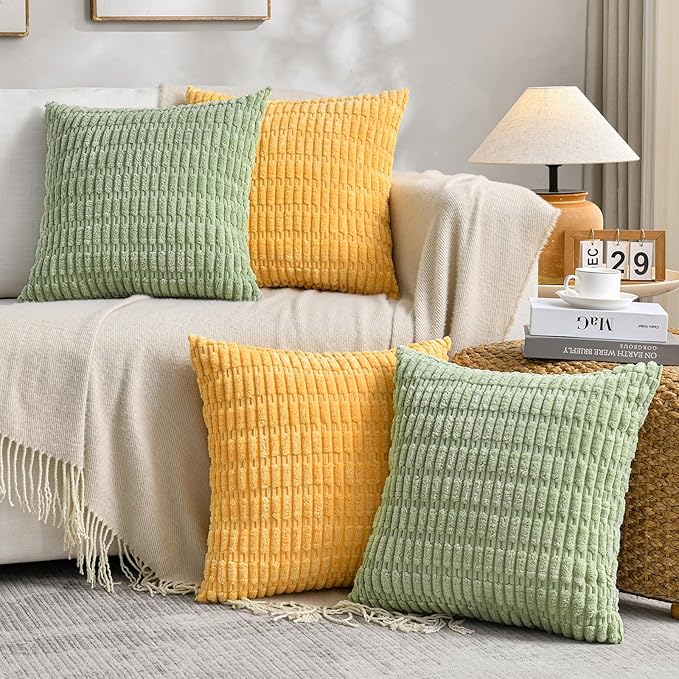 Fancy Homi Set of 4 Spring Boho Decorative Throw Pillow Covers 22x22 Inch by Fancy+Homi