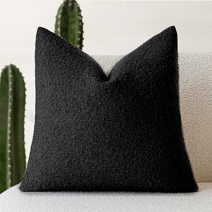 Foindtower Decorative Textured Boucle Throw Pillow Covers Accent Solid Pillow by Foindtower