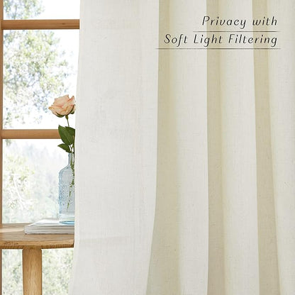 NICETOWN Linen Curtains 96 inches Long, Grommet Privacy Added - Image 5