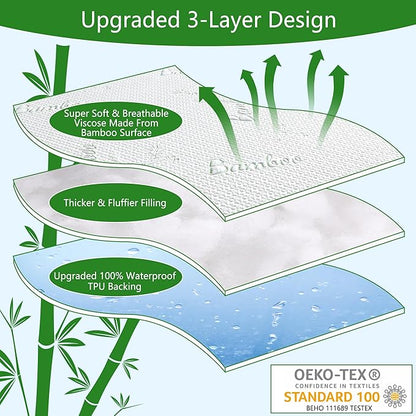 GOONIK California King Mattress Protector, Breathable Bamboo Viscose Waterproof - Image 2