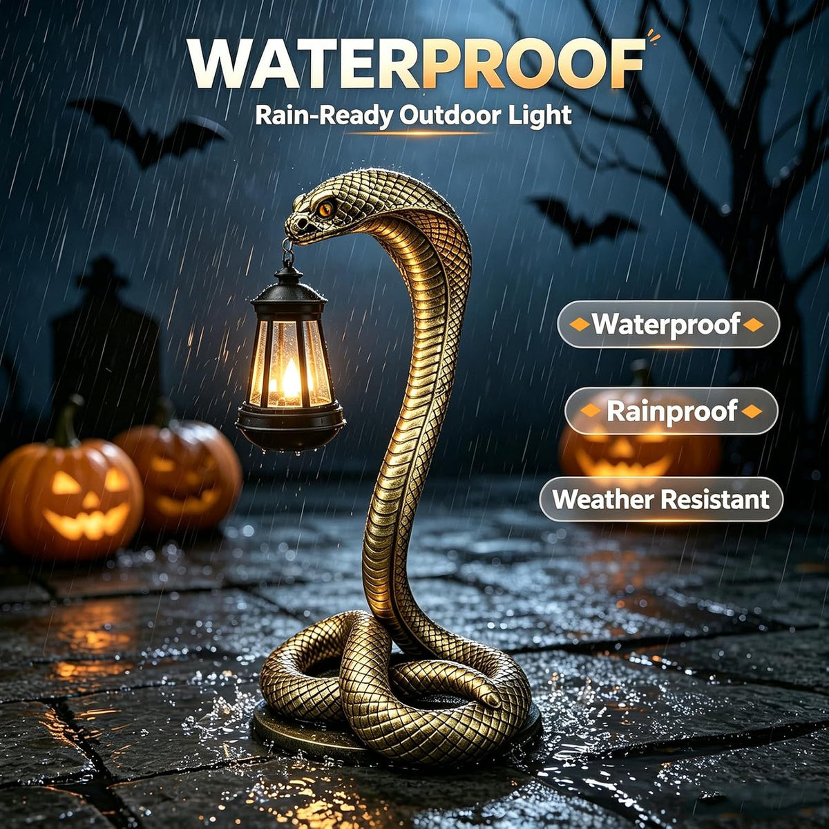 Halloween Decor Solar Snake Garden Statue,19.89'' Snake for Yard Lawn Garden Patio Scary Halloween Decorations,Indoor Haunted House Prop and Home Party Decor