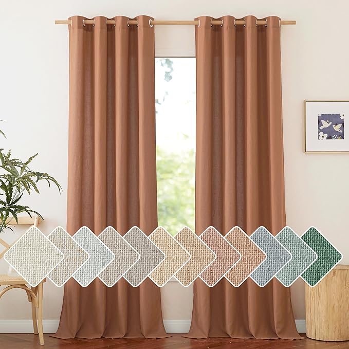 NICETOWN Linen Caramel Curtains 96 inches Long by NICETOWN