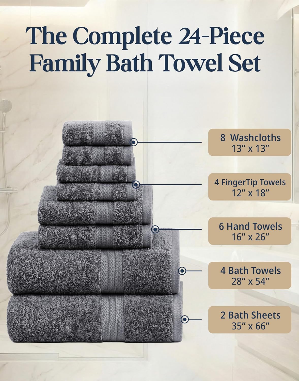 lane linen 100% cotton bath towels set, close-up detail