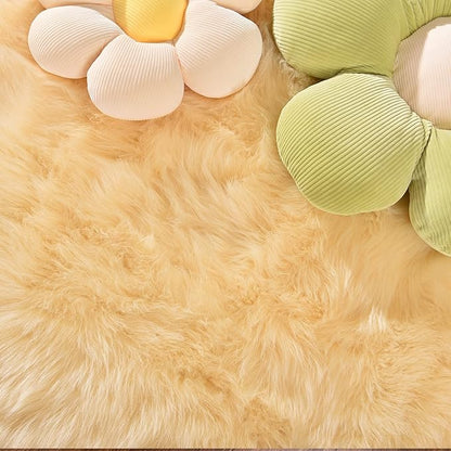 Latepis Yellow Runner 2x6 Fluffy Rug Faux Sheepskin Fur Rug - Image 5