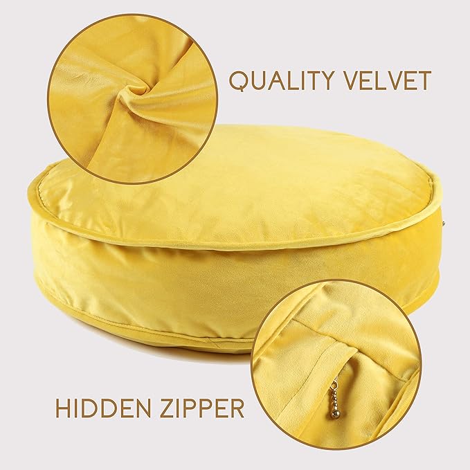 Round Floor Pillow Cover Velvet Throw Seating Pouf Yoga Meditation Cushion - Image 4