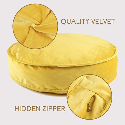 Round Floor Pillow Cover Velvet Throw Seating Pouf Yoga Meditation Cushion - Image 4