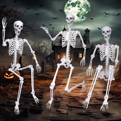 Wocst 6Ft Life Size Skeleton Posable Skeleton with Movable Joints Halloween Full Body Plastic Human Bones with 2PCS Black Crows for Halloween Indoor Outdoor Decor