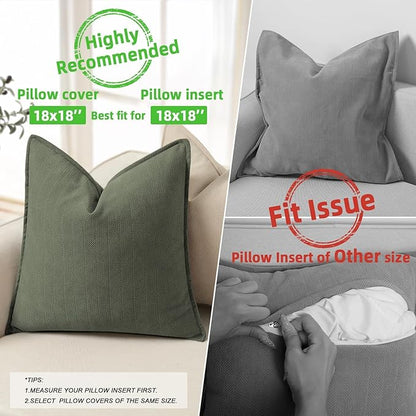 ZWJD Army Green Pillow Covers 18x18 Set of 2 Chenille Throw Pillow Covers - Image 3