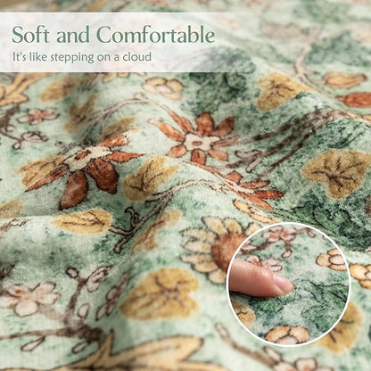 MUJOO Washable Runner Rug Green, Floral 2x6 Runners - Image 5