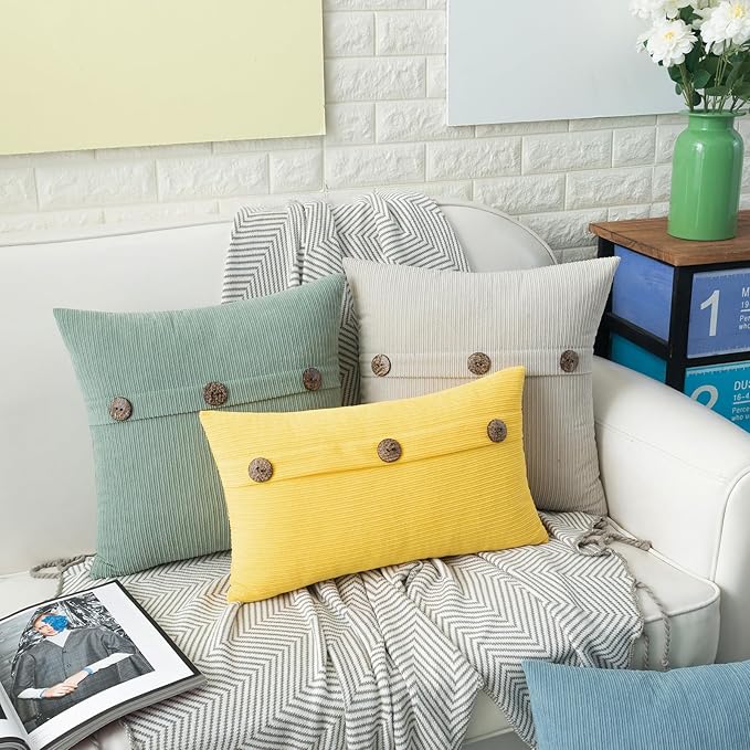HWY 50 Cream White Chenille Throw Pillow Covers 20x20 Inch - Image 7