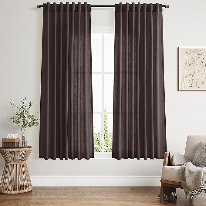 Cocoa Coffee Curtains 63 Inches Long 2 Panel Sets by Nanspring