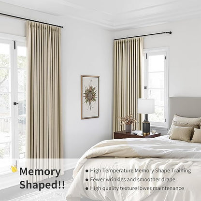 Pinch Pleated Linen 100% Blackout Curtains 84 Inch Length 2 Panels Insulated - Image 6