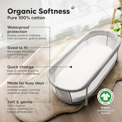 2-Pack Organic Bassinet Sheets for Girls, Boys - Image 2