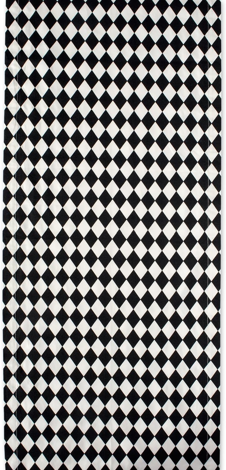 DII Halloween Tabletop, Harlequin Collection, Table Runner, 14x72, Black and Cream (Pack of 12)
