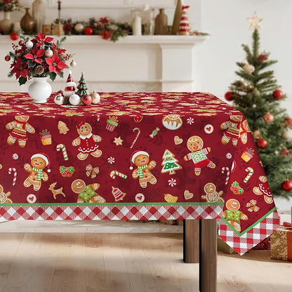 Christmas Gingerbread Tablecloth Waterproof, Washable Table Cover by Arquiel