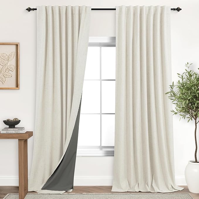 Extra Wide Soundproof Blackout Curtains by KOUFALL