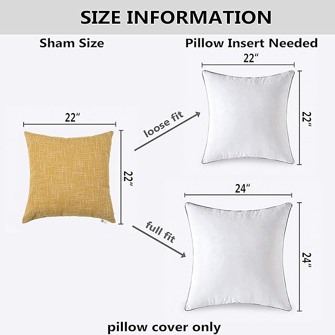 Kevin Textile Faux Linen Square 2 Tone Woven Throw Pillow Sham Cushion Case - Image 6