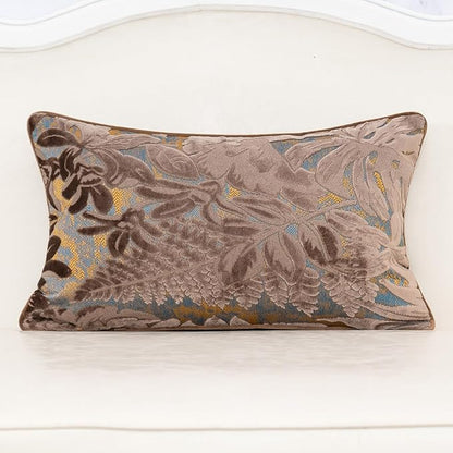 Alerfa Brown Throw Pillow Cover 12x20 Inch, Rectangle Cut Velvet Maple Leaf by Alerfa