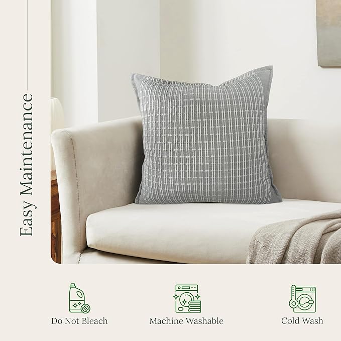 SanVia Serene Premium Cotton Throw Pillow Covers, 20 x 20 Inches, Luxurious - Image 6